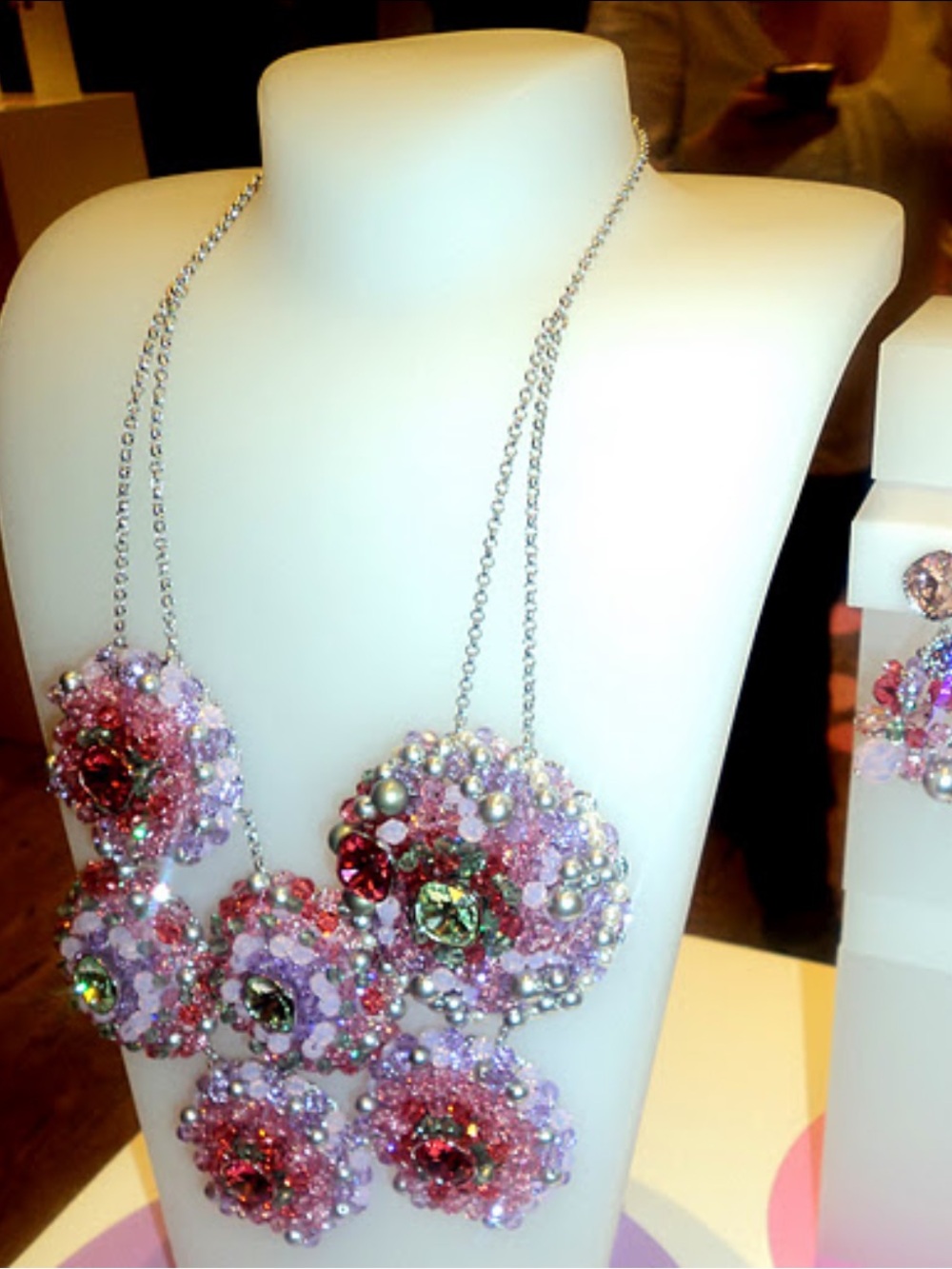 Authentic Swarovski Spring Flowers all around Beaded Necklace.